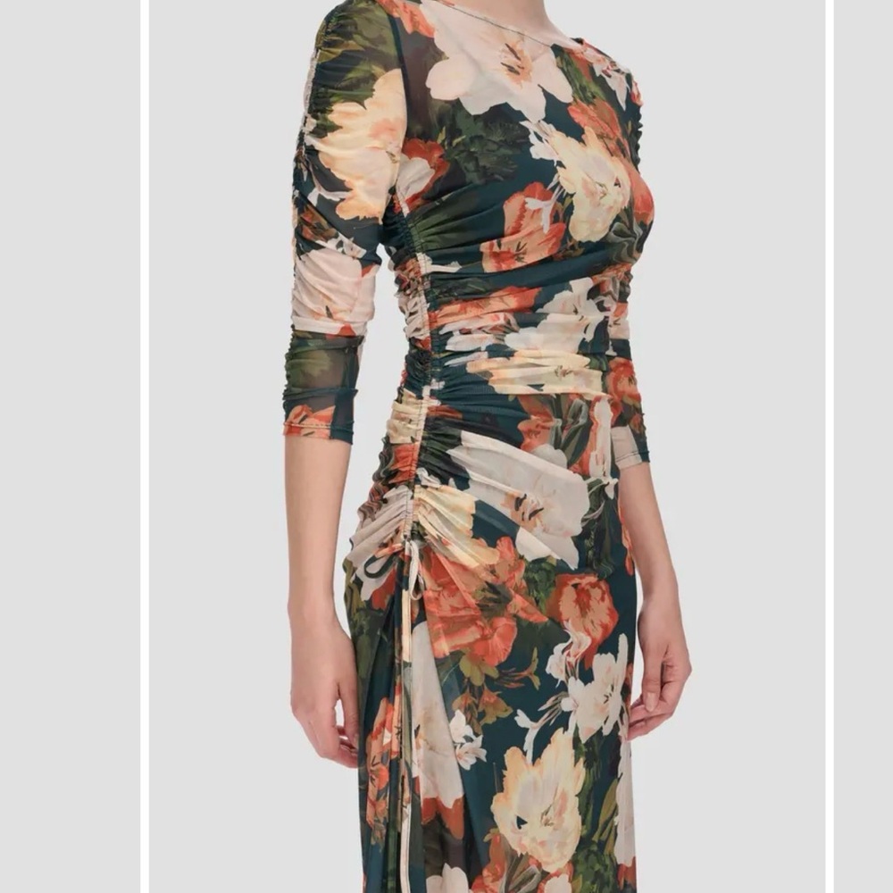 NWT Calvin Klein Multicolor Floral Long Sleeve mesh dress dize 6